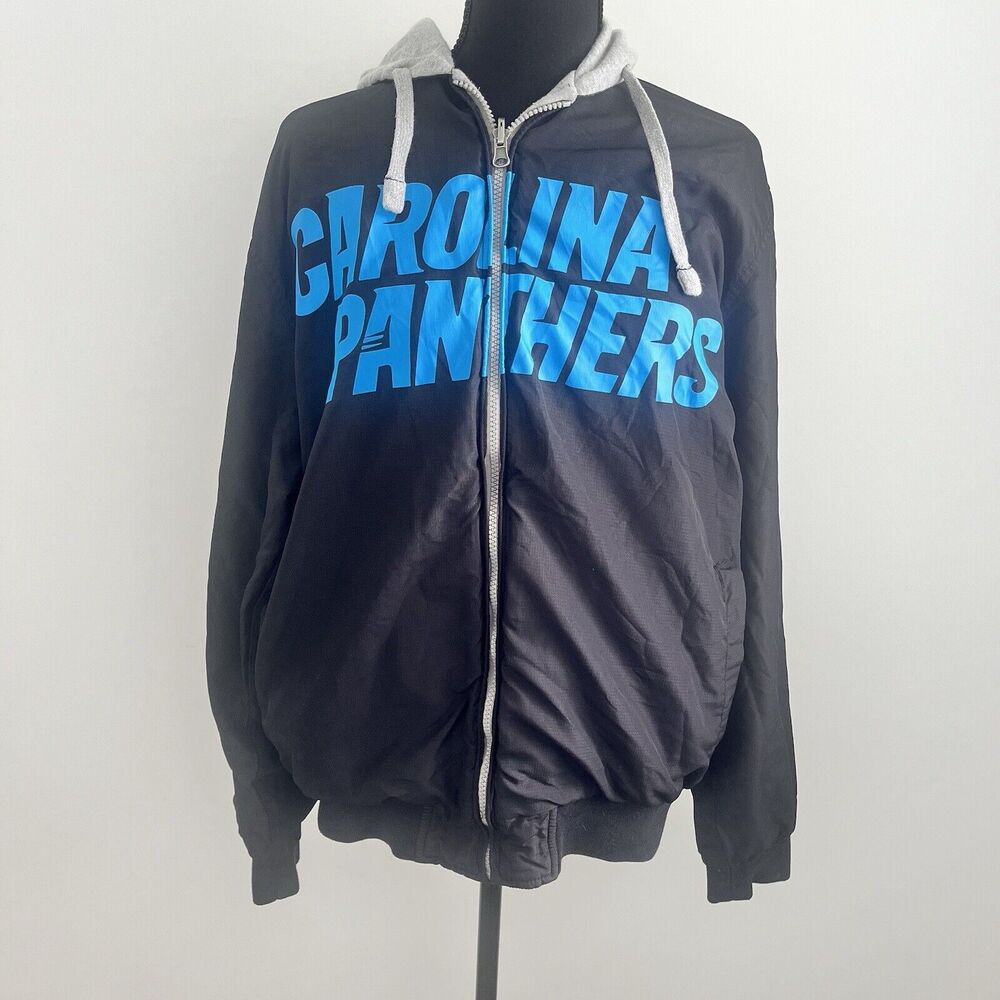 NFL Carolina Panthers Reversible Men's Full Zip Up‎ Hooded Jackets Size L